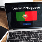 Learn Portuguese computer screen illustration