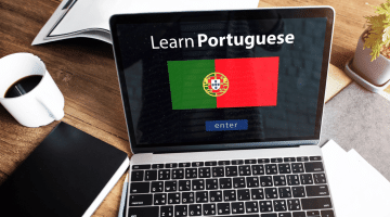 Learn Portuguese computer screen illustration