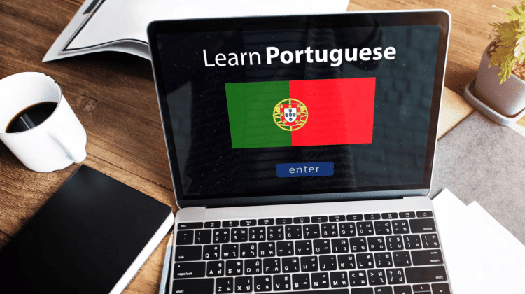 Learn Portuguese computer screen illustration